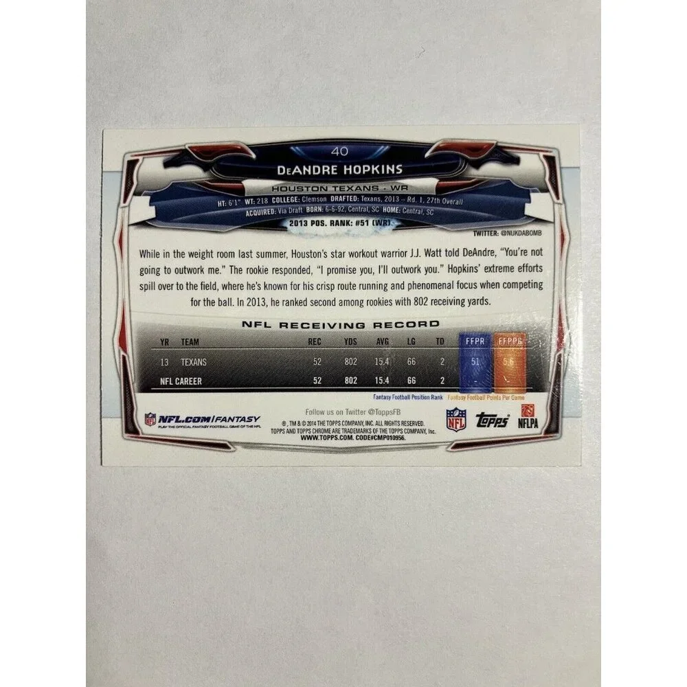 2014 Topps Chrome -  X-Fractor #40 DeAndre Hopkins